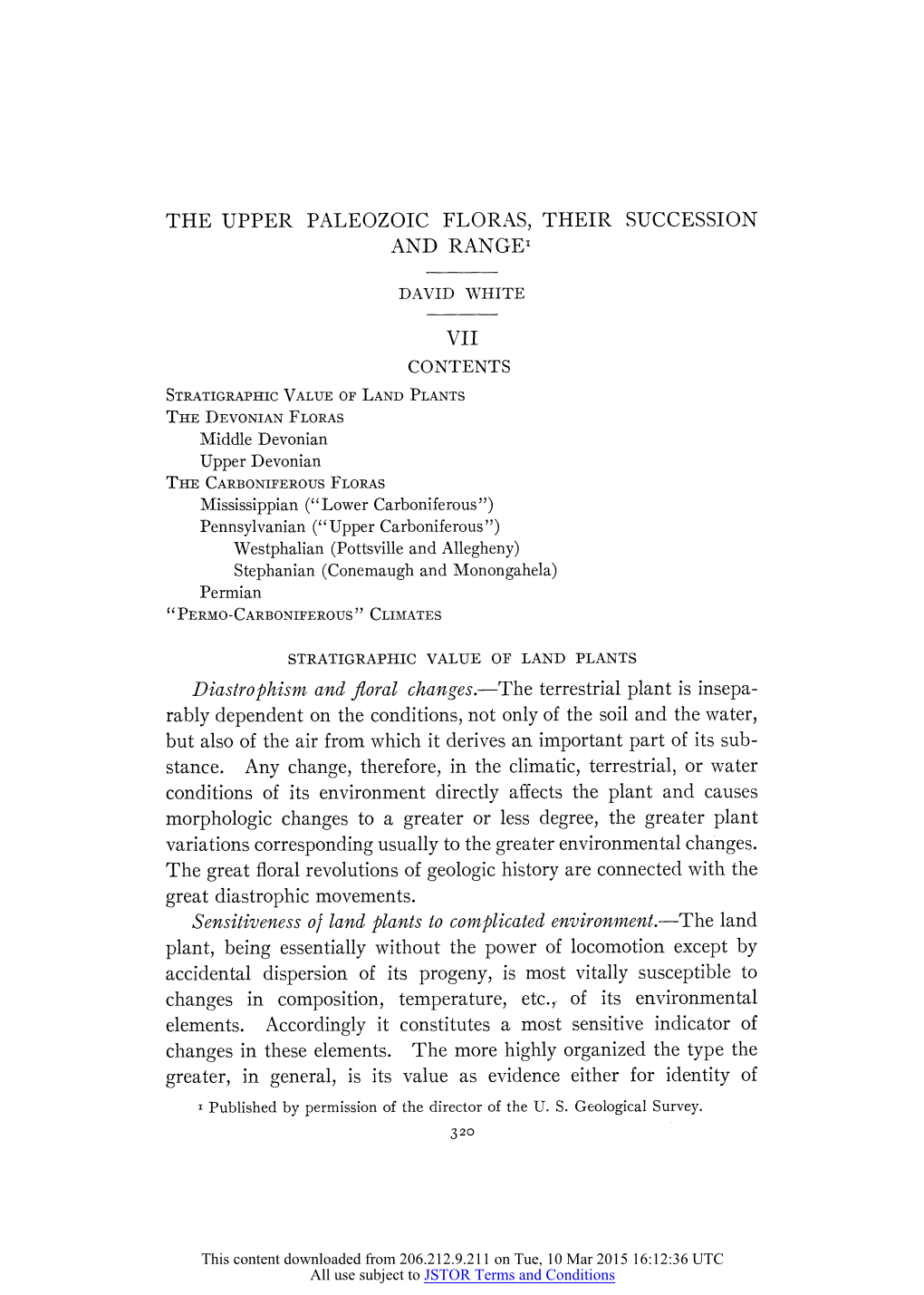 The Upper Paleozoic Floras, Their Succession and Range'