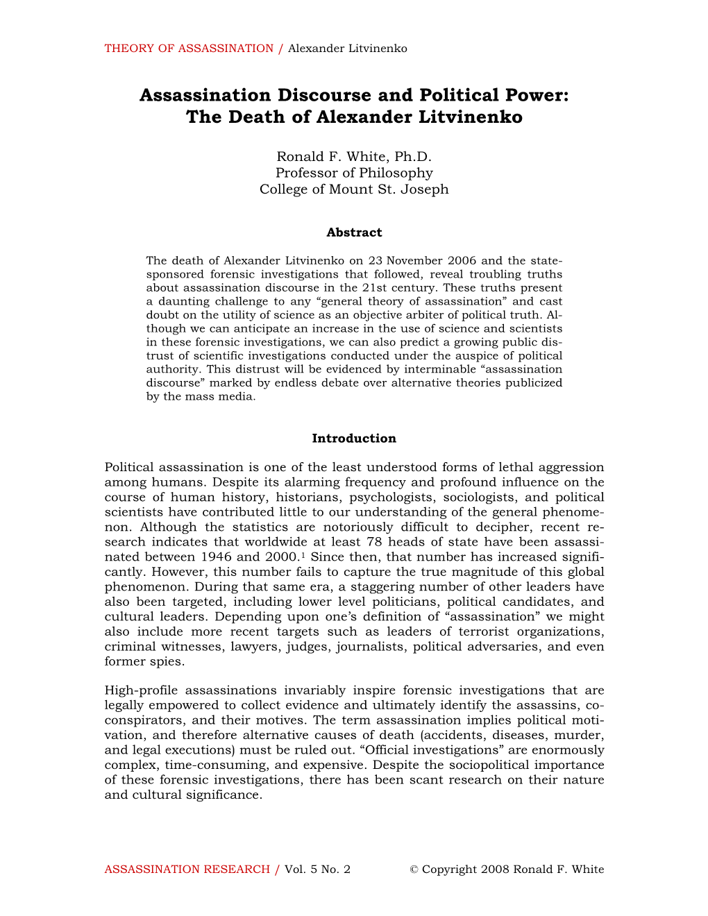 The Death of Alexander Litvinenko