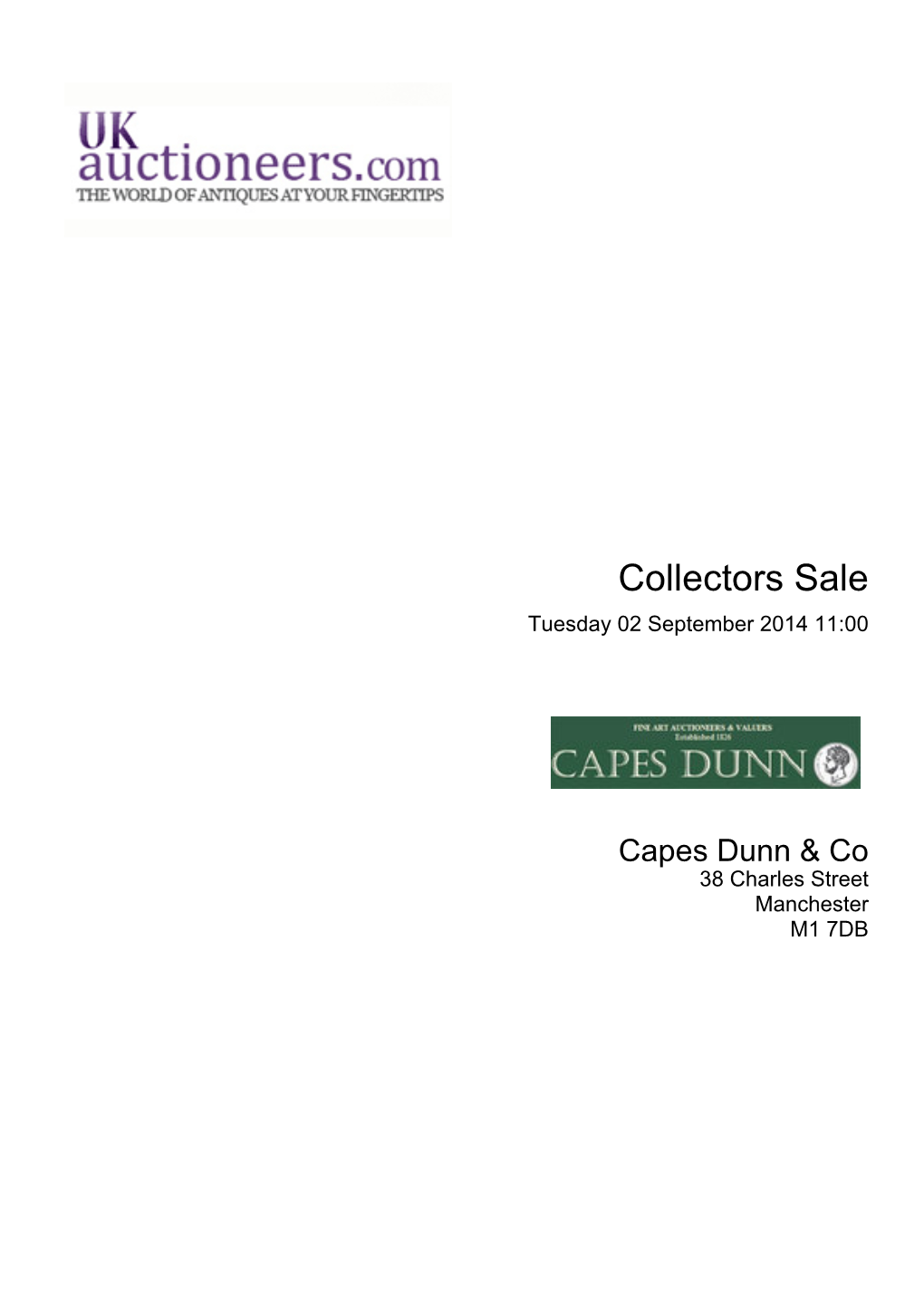 Collectors Sale Tuesday 02 September 2014 11:00