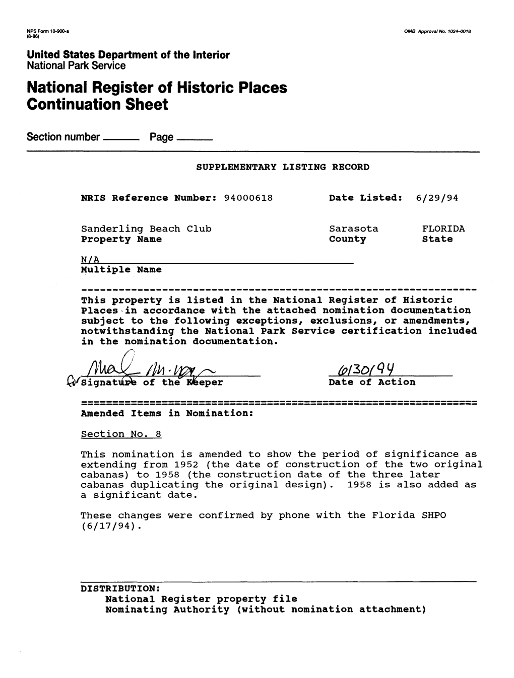 National Register of Historic Places Continuation Sheet