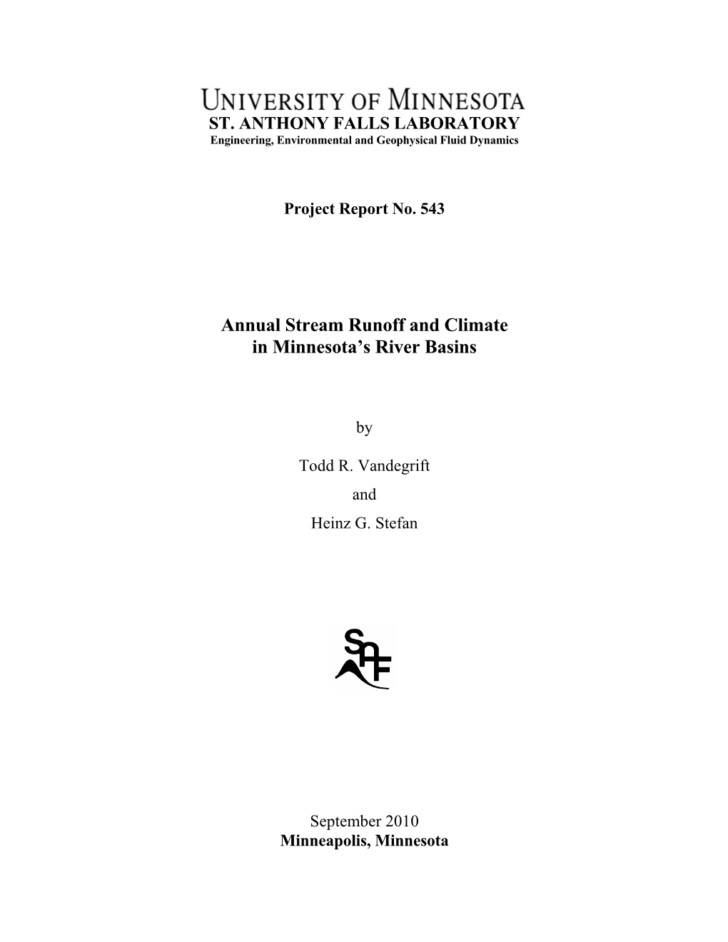 Annual Stream Runoff and Climate in Minnesota's River Basins