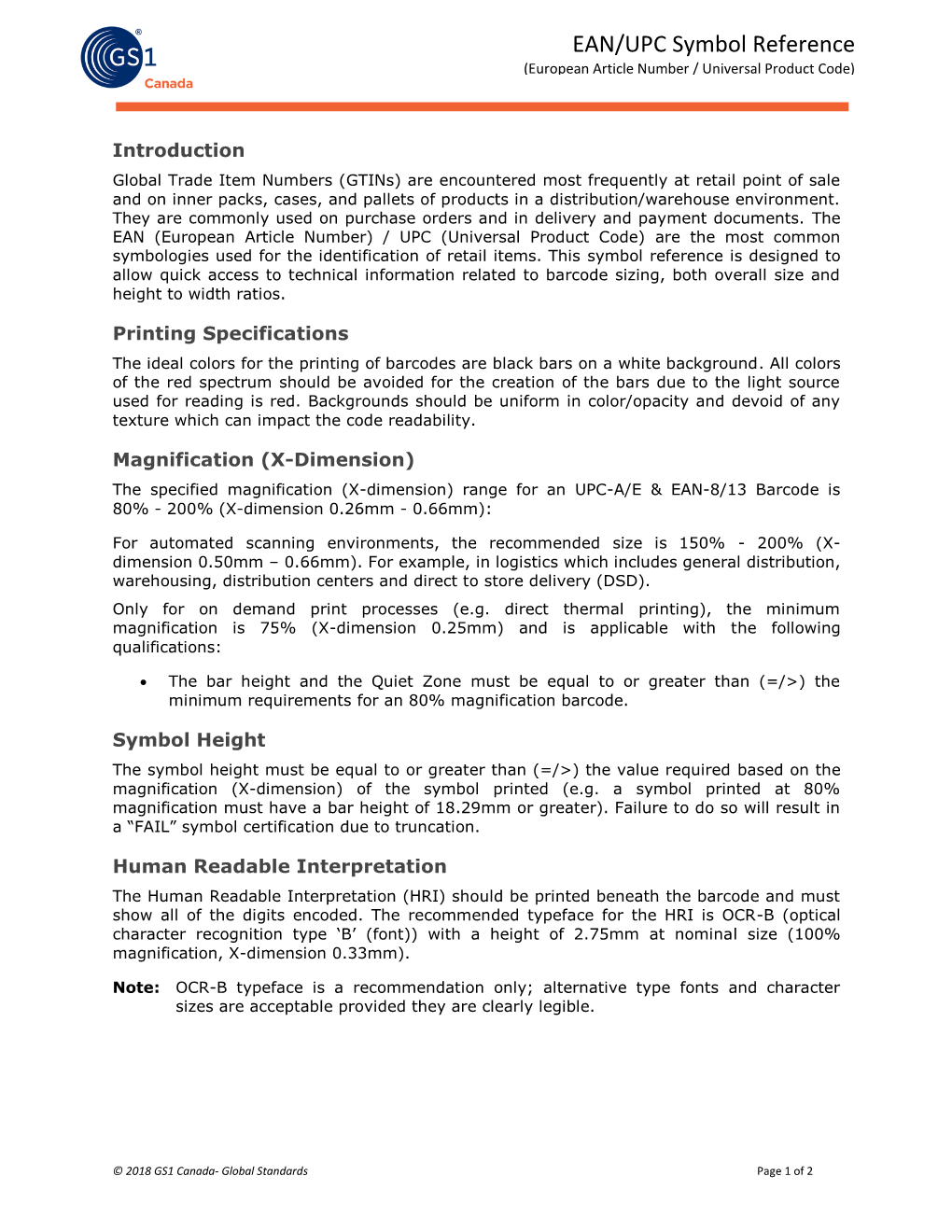 EAN/UPC Symbol Reference (European Article Number / Universal Product Code)