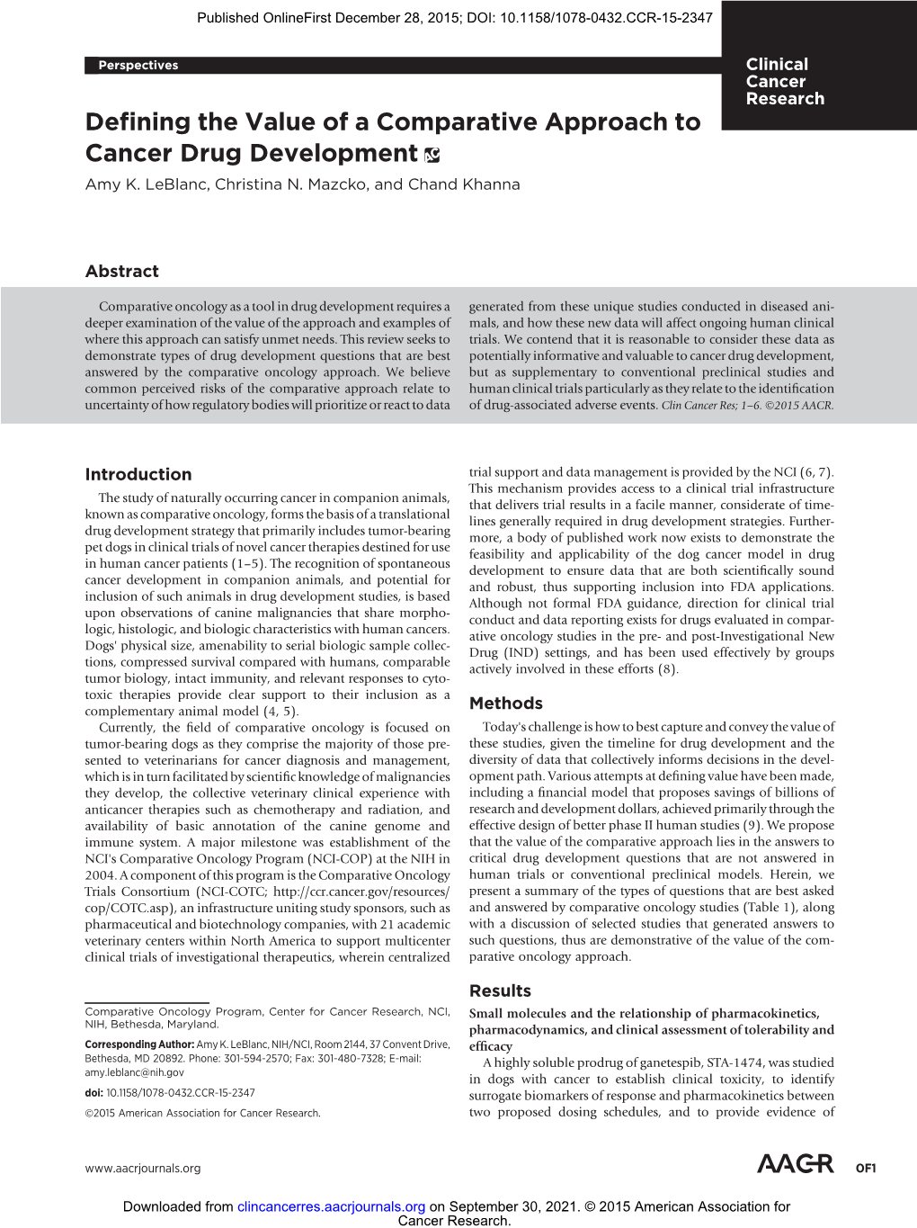 Defining the Value of a Comparative Approach to Cancer Drug Development