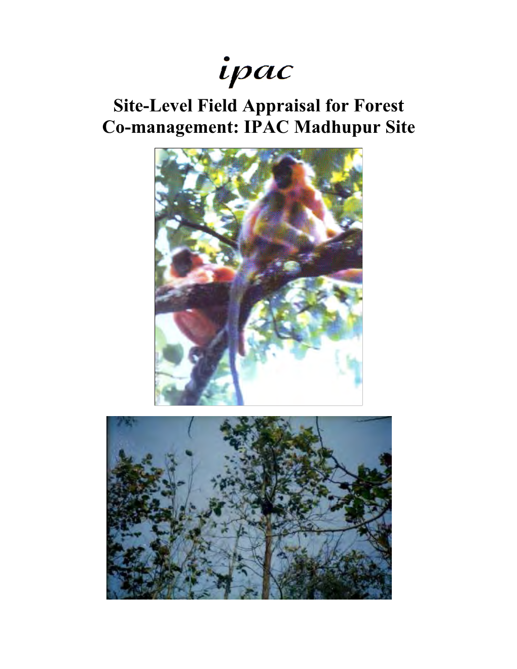 Site-Level Field Appraisal for Forest Co-Management: IPAC Madhupur Site