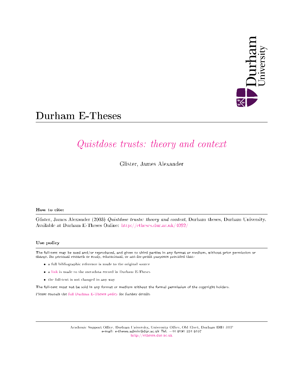 Quistclose Trusts: Theory and Context