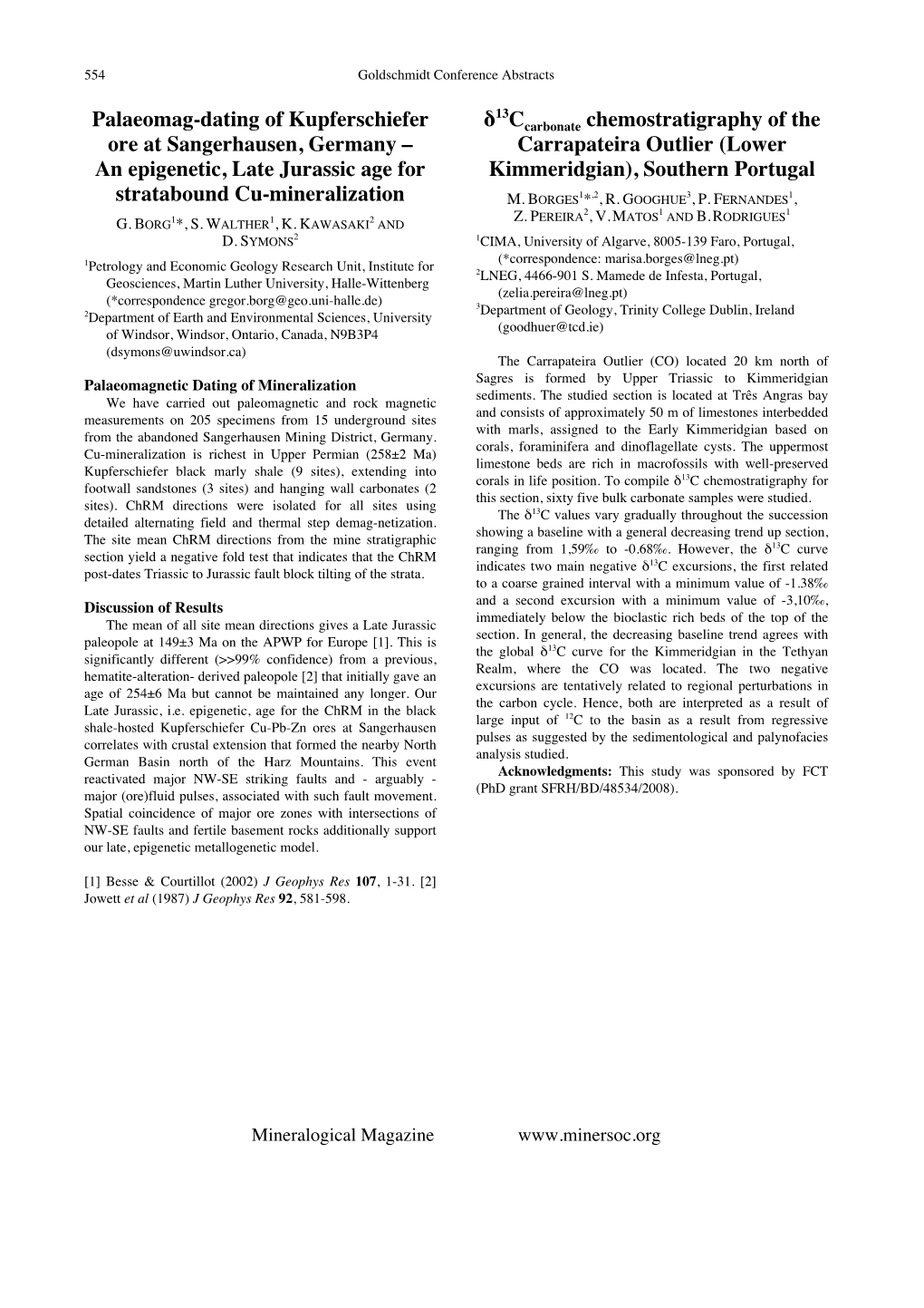 Palaeomag-Dating of Kupferschiefer Ore at Sangerhausen, Germany