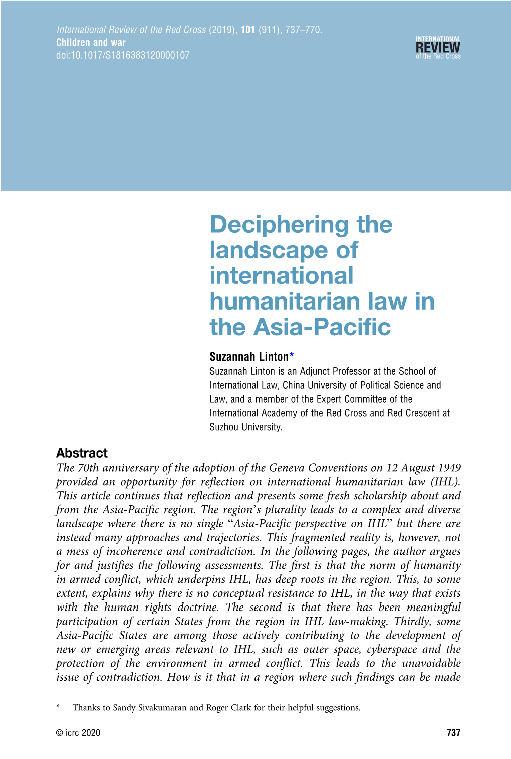 Deciphering the Landscape of International Humanitarian Law In