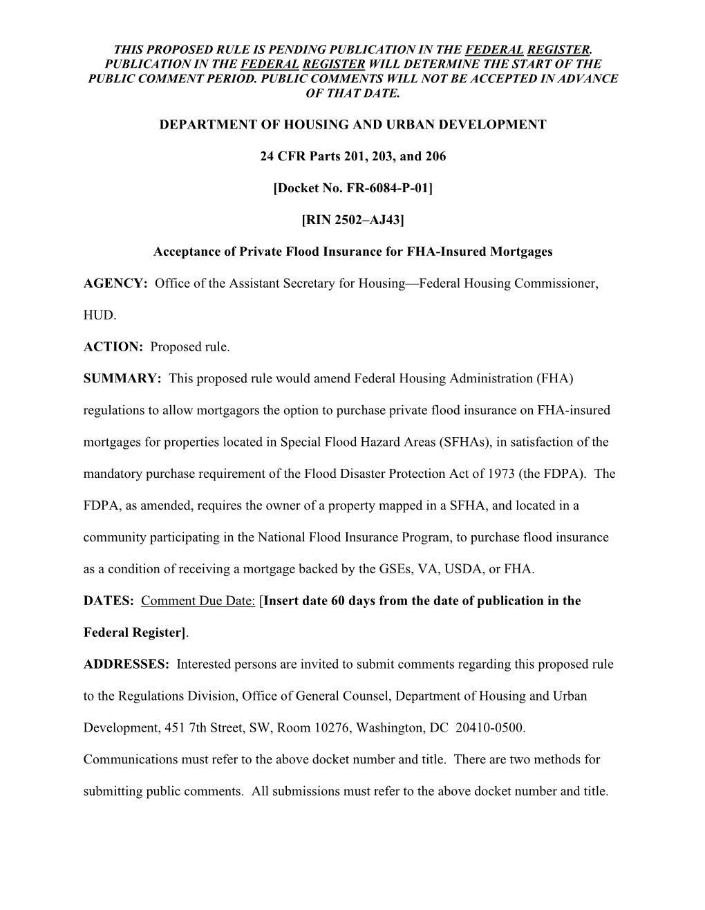 6084-P-01 Flood Insurance Proposed Rule Published 11.6.2020