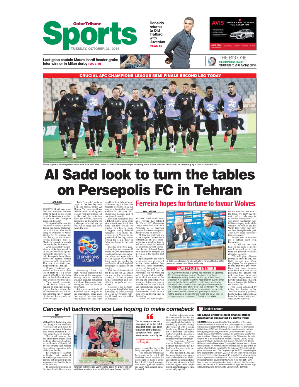 Al Sadd Look to Turn the Tables on Persepolis FC in Tehran