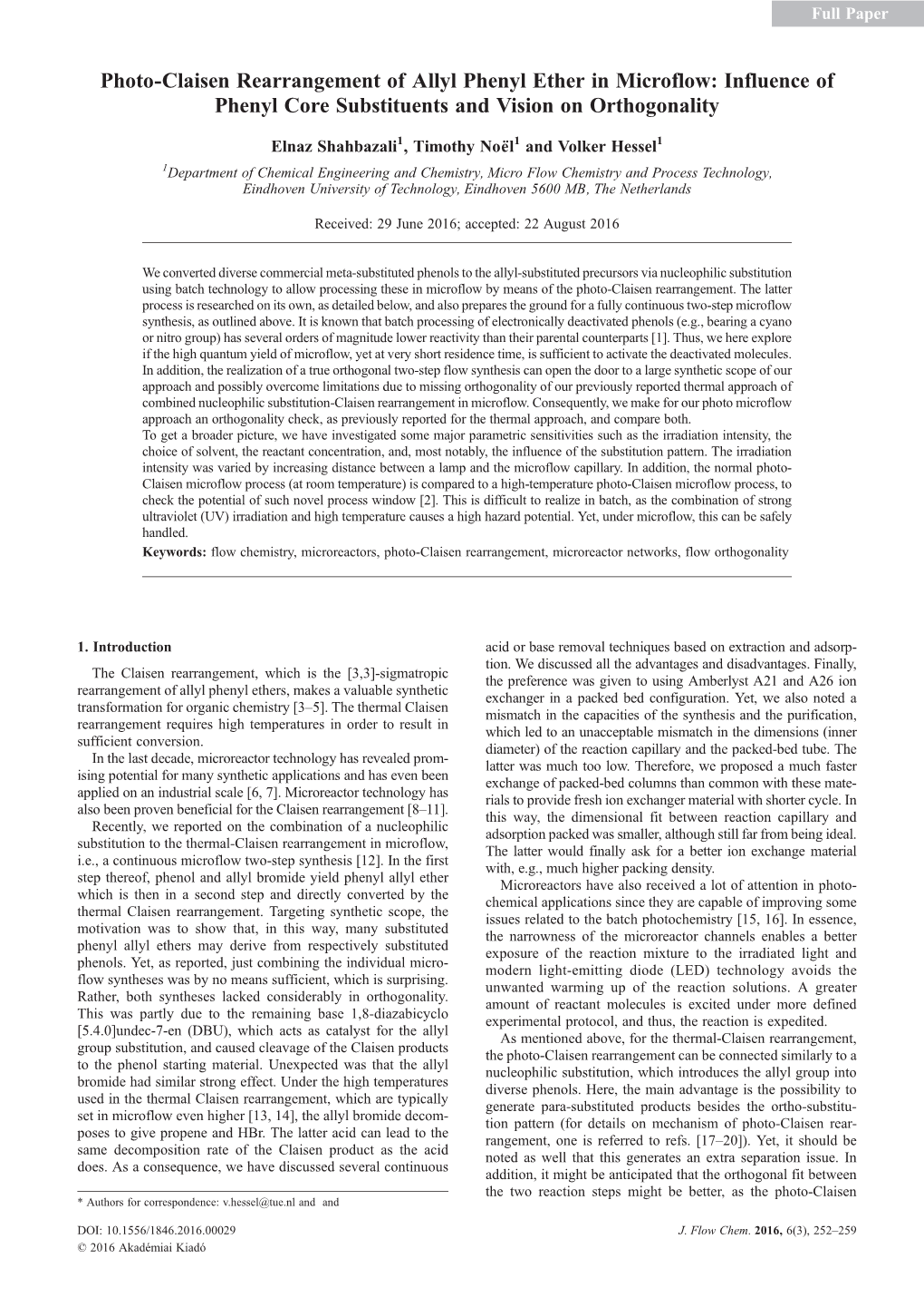 Photo-Claisen Rearrangement of Allyl Phenyl Ether in Microflow: Influence of Phenyl Core Substituents and Vision on Orthogonality