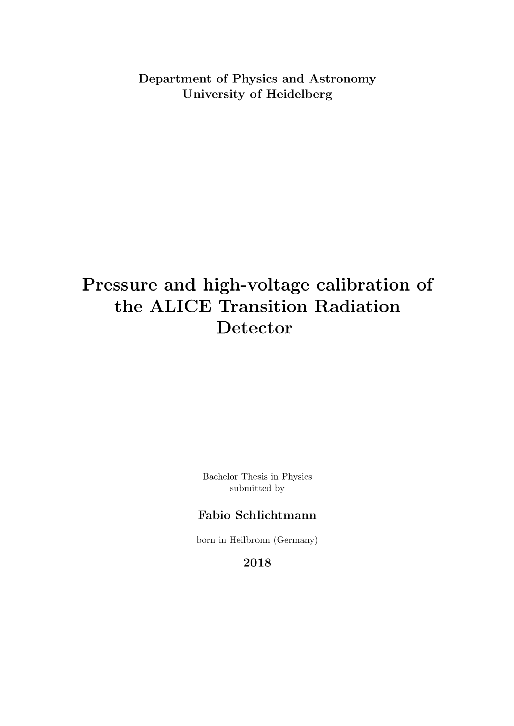 Pressure and High-Voltage Calibration of the ALICE Transition Radiation Detector