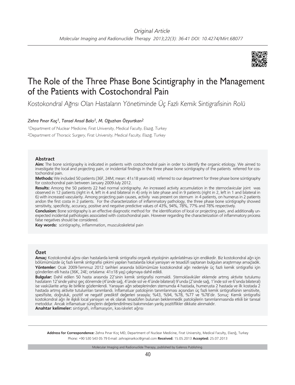 The Role of the Three Phase Bone Scintigraphy in the Management Of