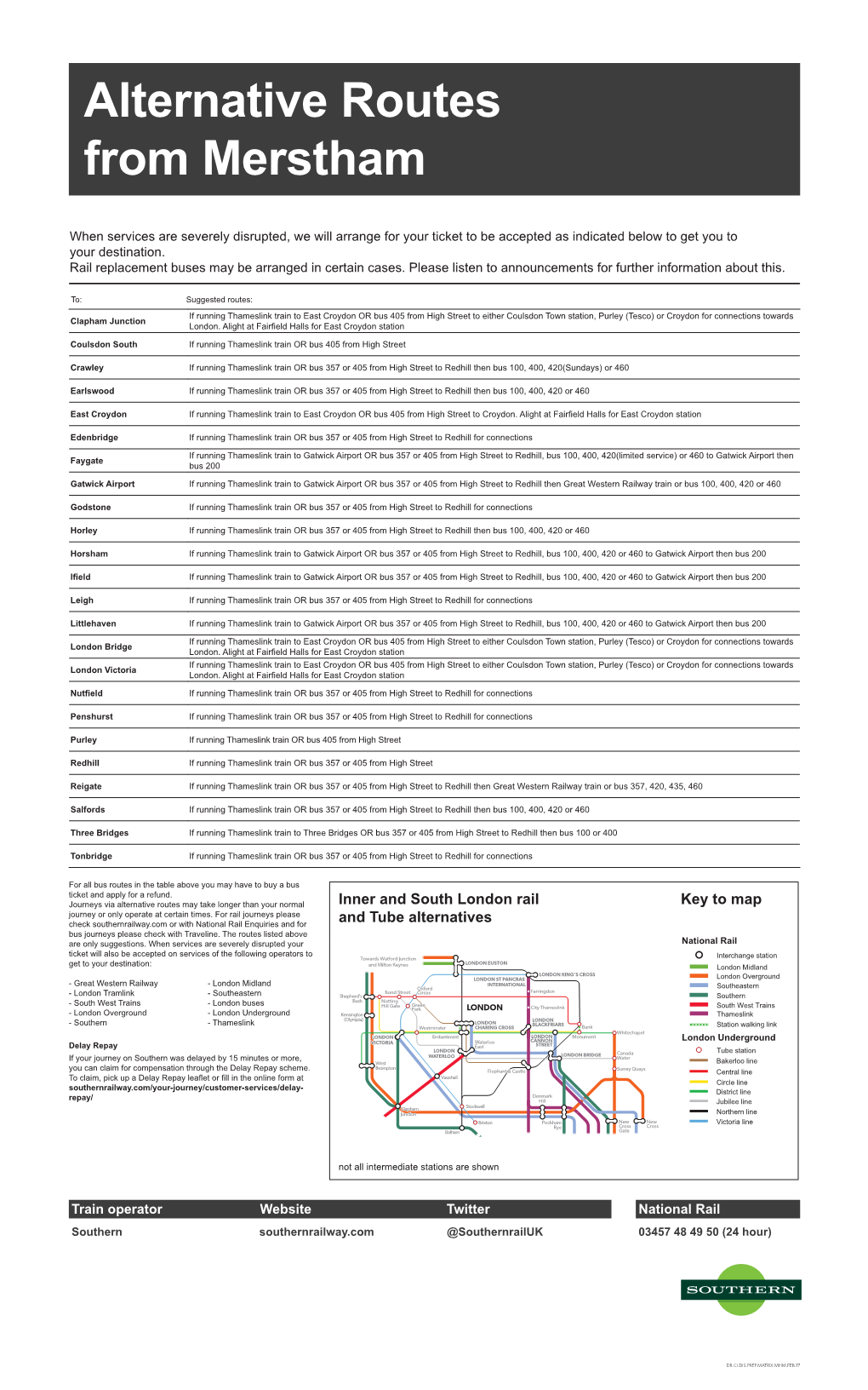 Inner and South London Rail and Tube Alternatives Key To