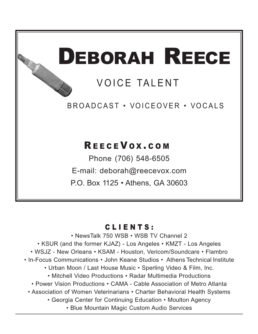Deborah Reece Voice Talent