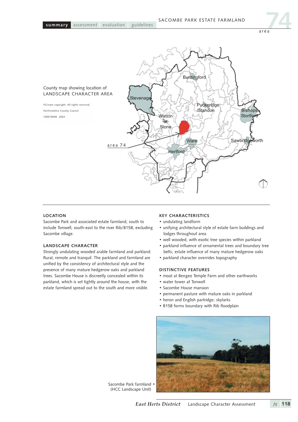 Area Summary Assessment Guidelines Evaluation SACOMBE PARK