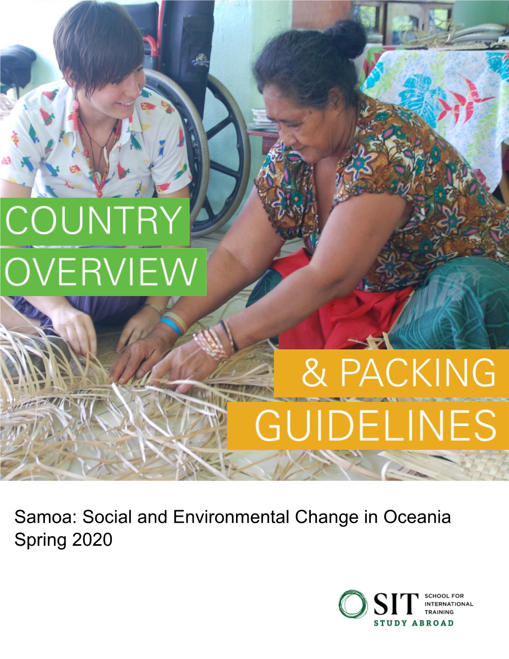 Samoa: Social and Environmental Change in Oceania Spring 2020