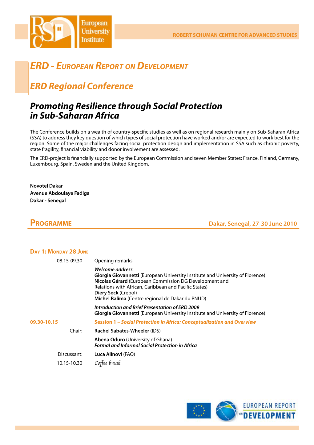 ERD Regional Conference Promoting Resilience Through Social