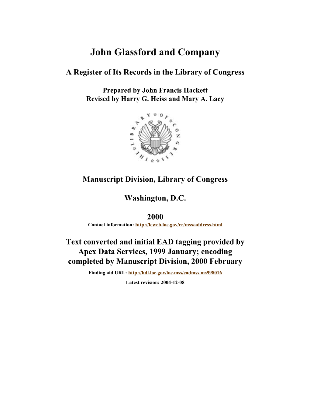 Records of John Glassford and Company