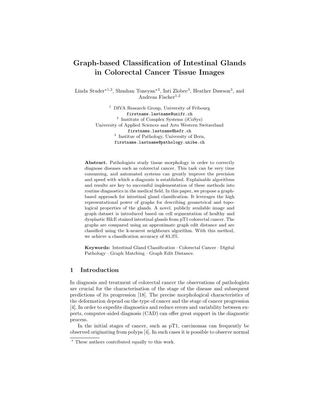 Graph-Based Classification of Intestinal Glands in Colorectal