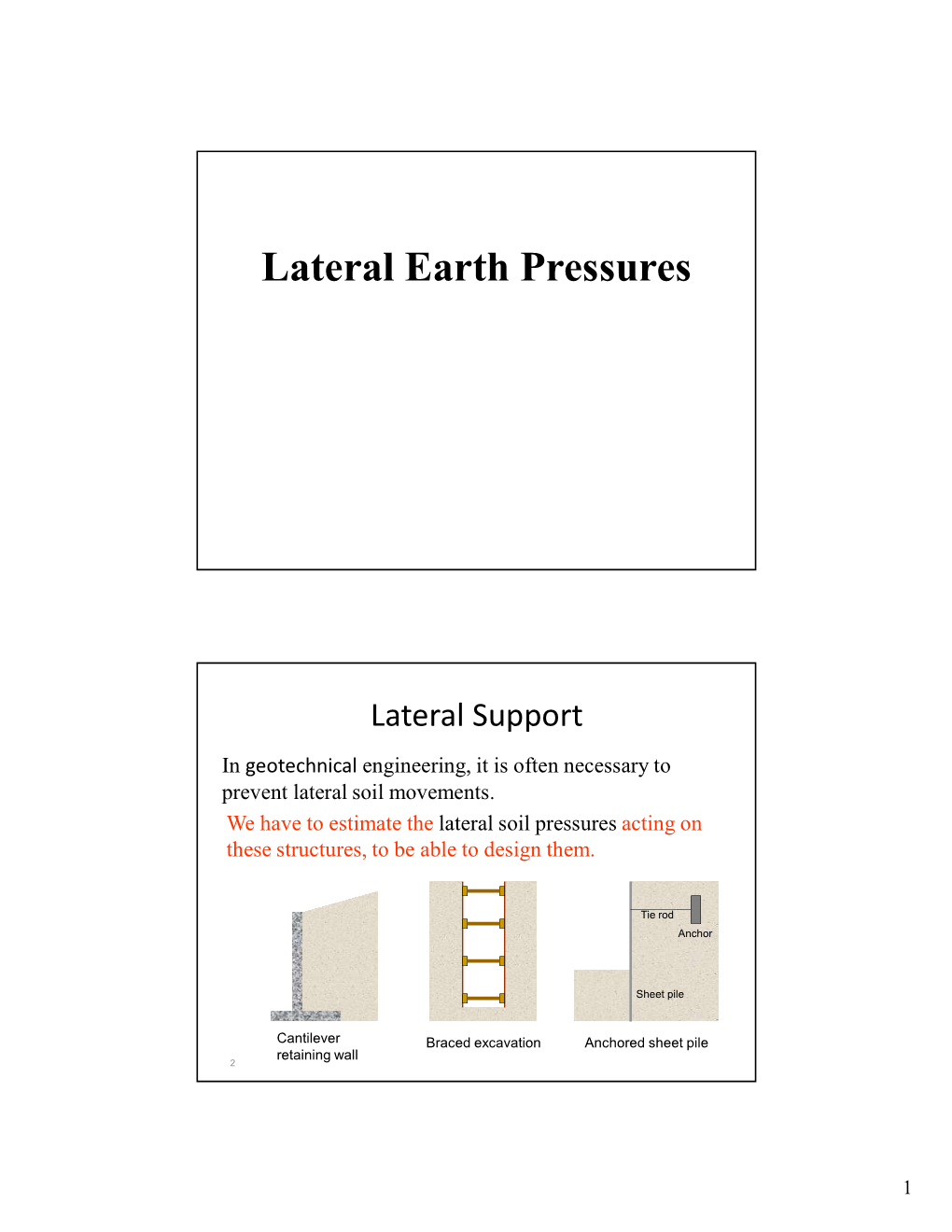 Lateral Earth Pressures