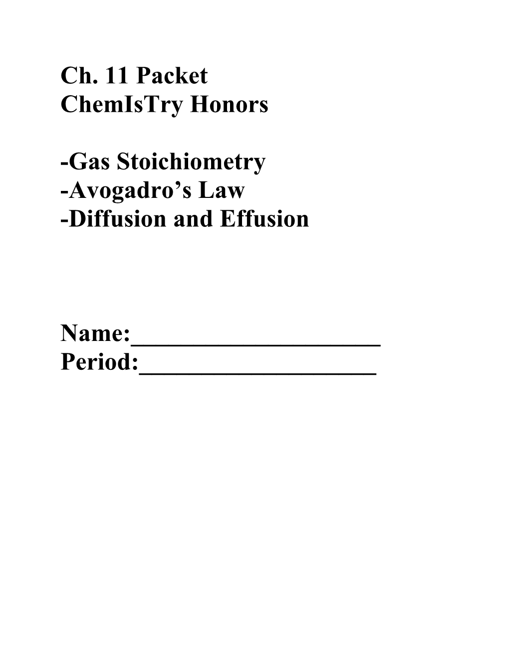 Chemistry Honors