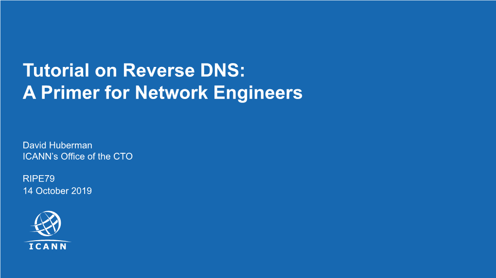 Tutorial on Reverse DNS: a Primer for Network Engineers