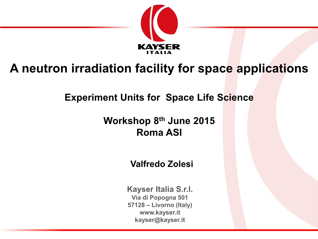 A Neutron Irradiation Facility for Space Applications
