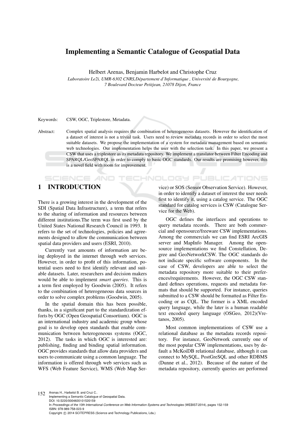 Implementing a Semantic Catalogue of Geospatial Data