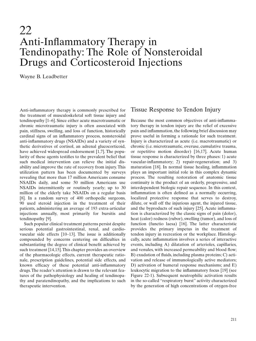 Anti-Inflammatory Therapy in Tendinopathy: the Role Of