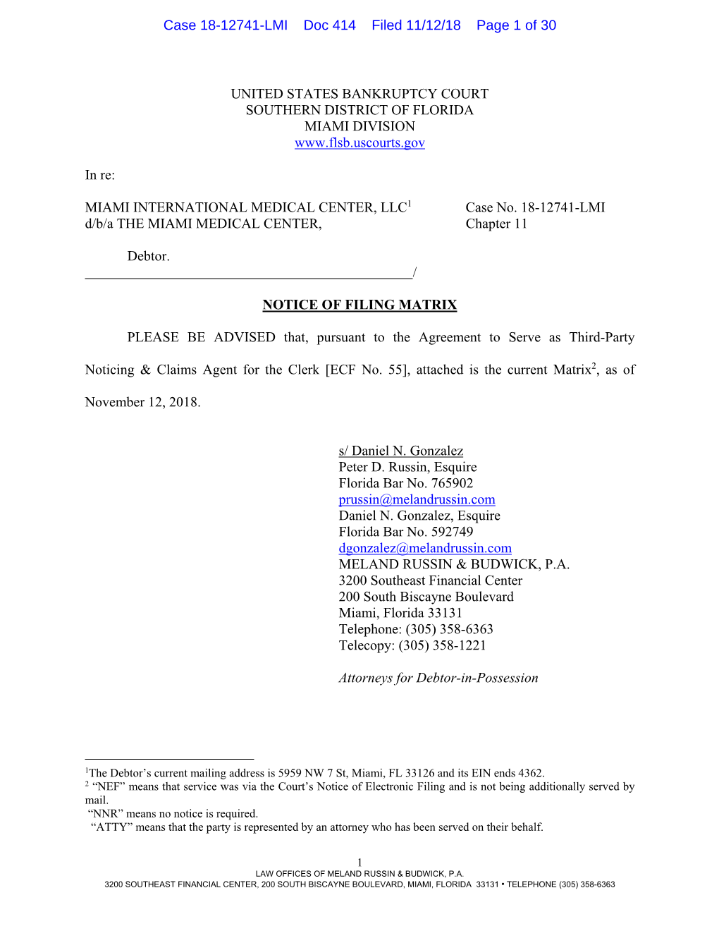 United States Bankruptcy Court Southern District of Florida Miami Division