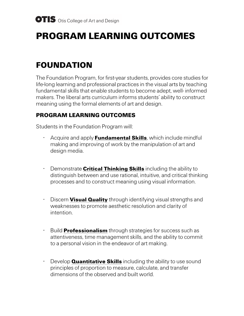 Program Learning Outcomes