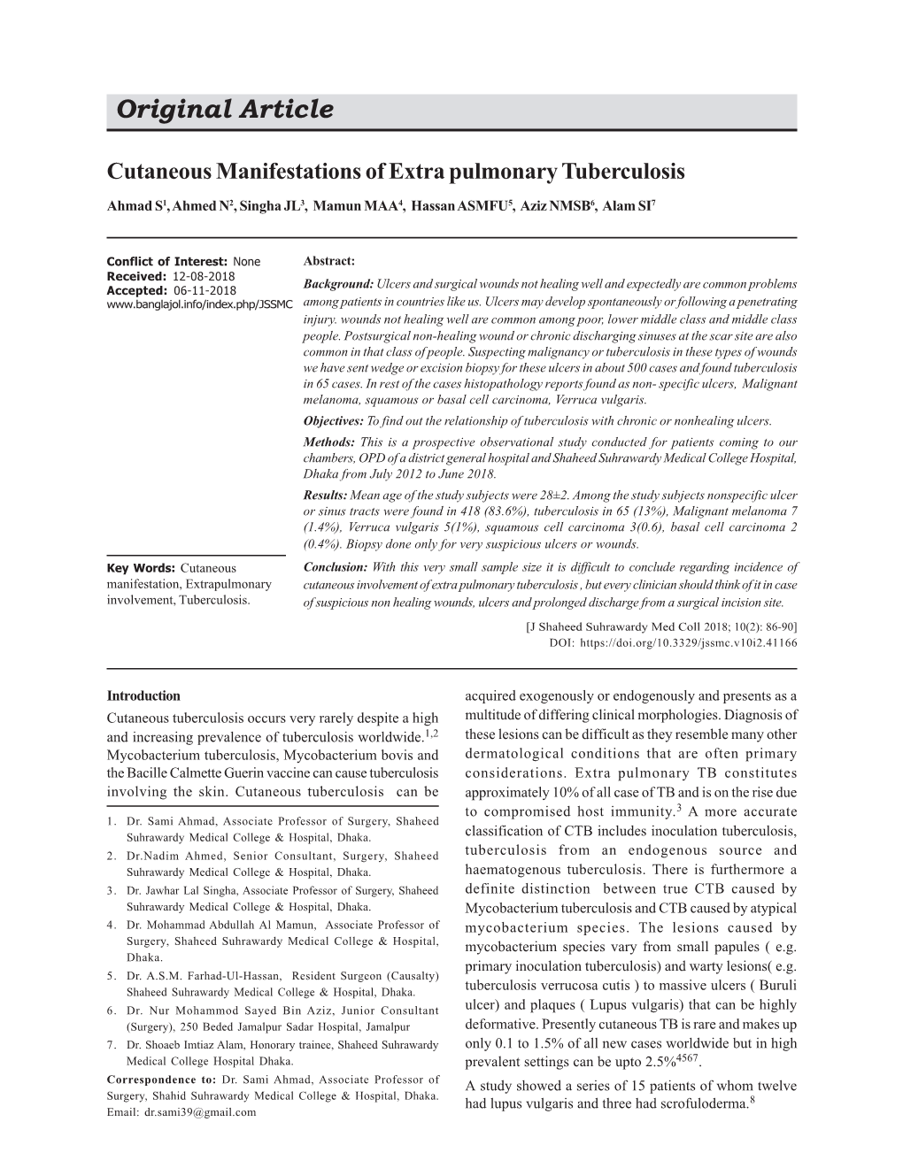 Original Article Cutaneous Manifestations of Extra Pulmonary