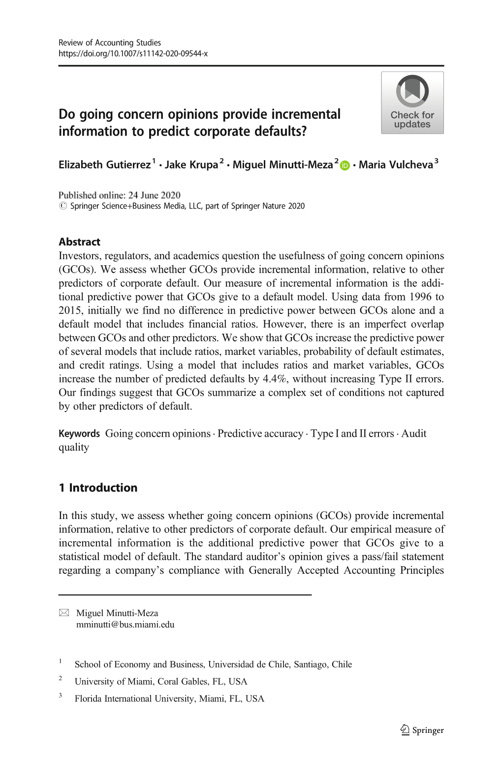 Do Going Concern Opinions Provide Incremental Information to Predict Corporate Defaults?