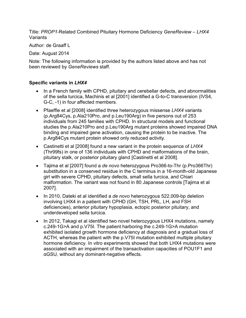 PROP1-Related Combined Pituitary Hormone Deficiency