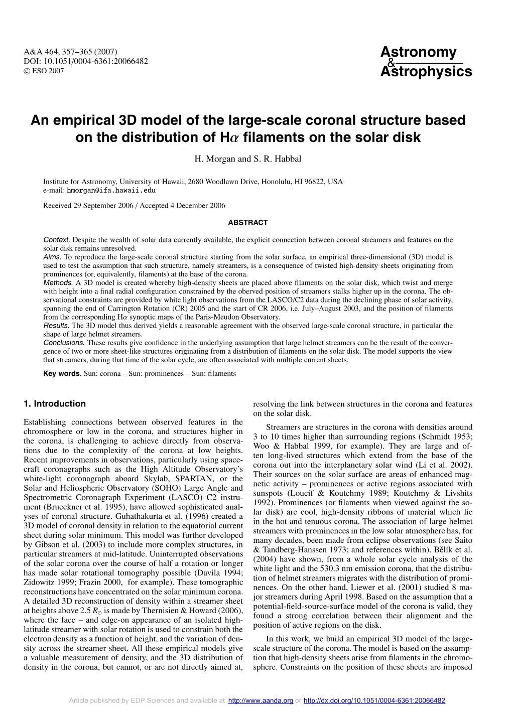 An Empirical 3D Model of the Large-Scale Coronal Structure Based on the Distribution of Hα ﬁlaments on the Solar Disk