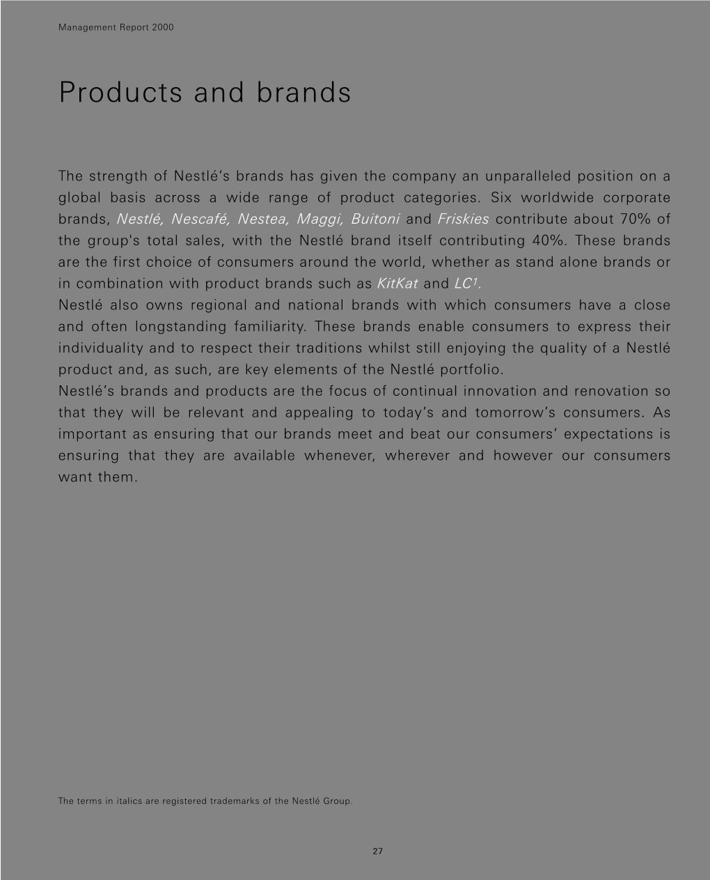 Products and Brands