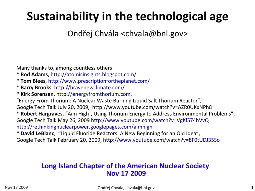Sustainability in the Technological