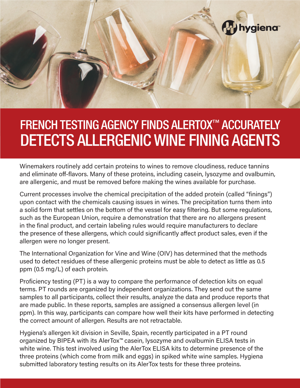Detects Allergenic Wine Fining Agents