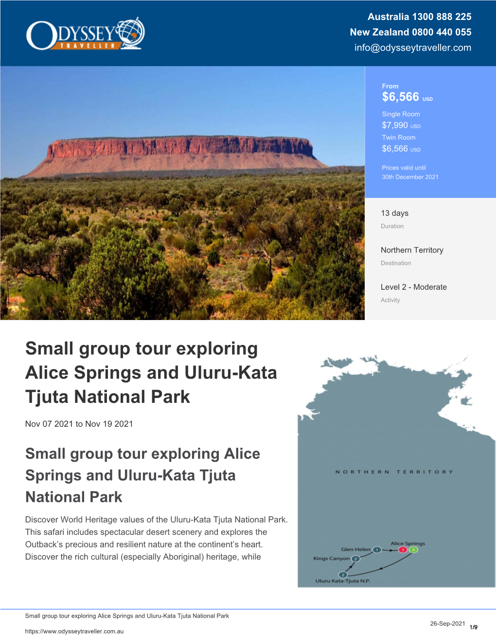 Uluru-Kata, Kings Canyon, Alice Springs | Small Groups