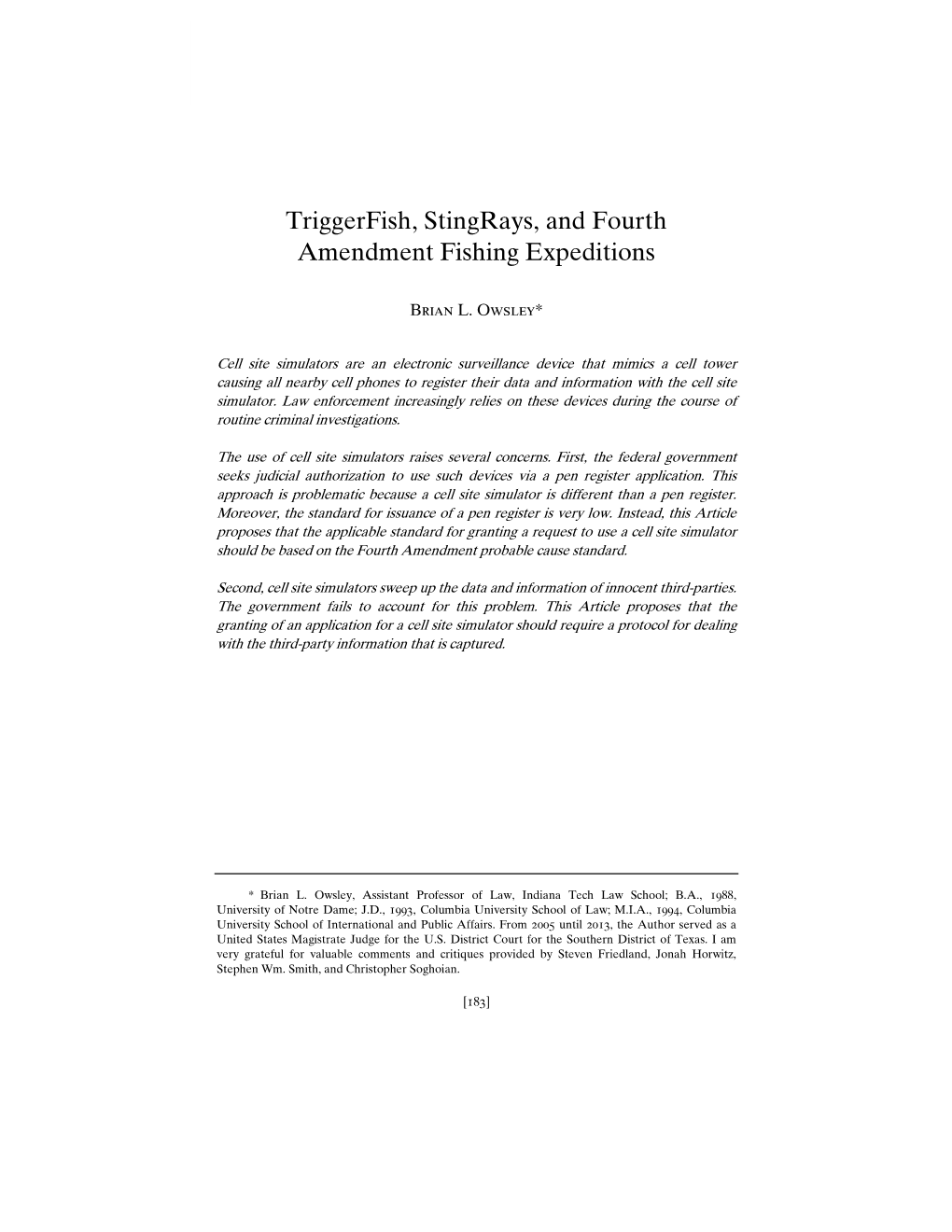 Triggerfish, Stingrays, and Fourth Amendment Fishing Expeditions