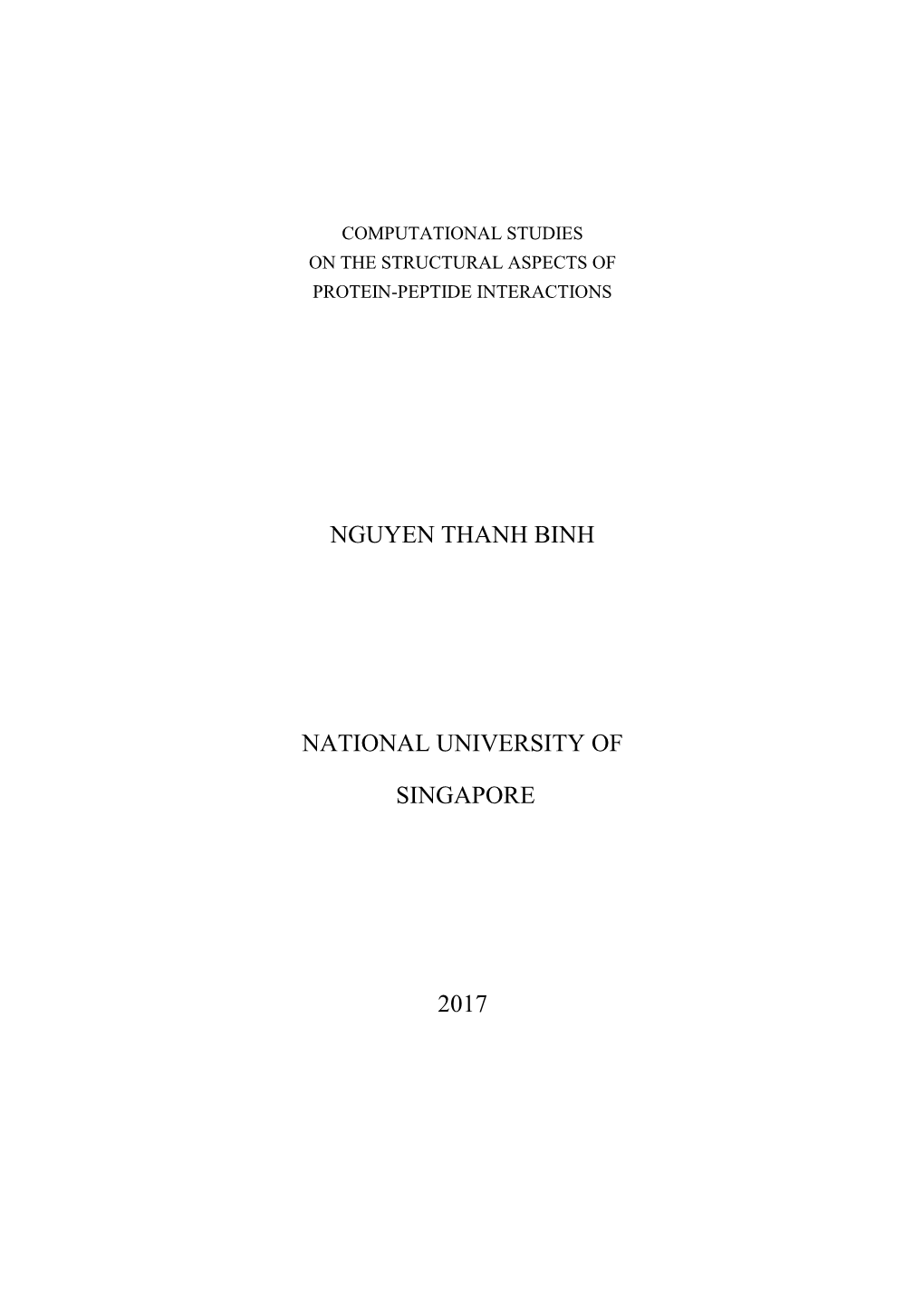 Nguyen Thanh Binh National University of Singapore 2017