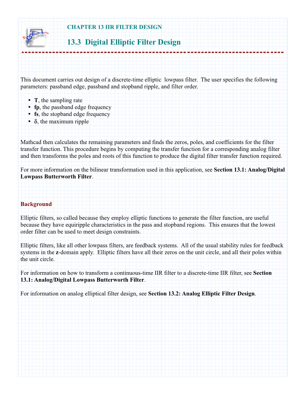 13.3 Digital Elliptic Filter Design