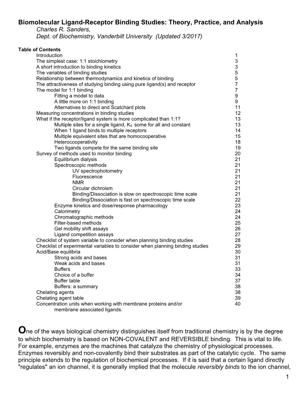 Biomolecular Ligand-Receptor Binding Studies: Theory, Practice, and Analysis Charles R