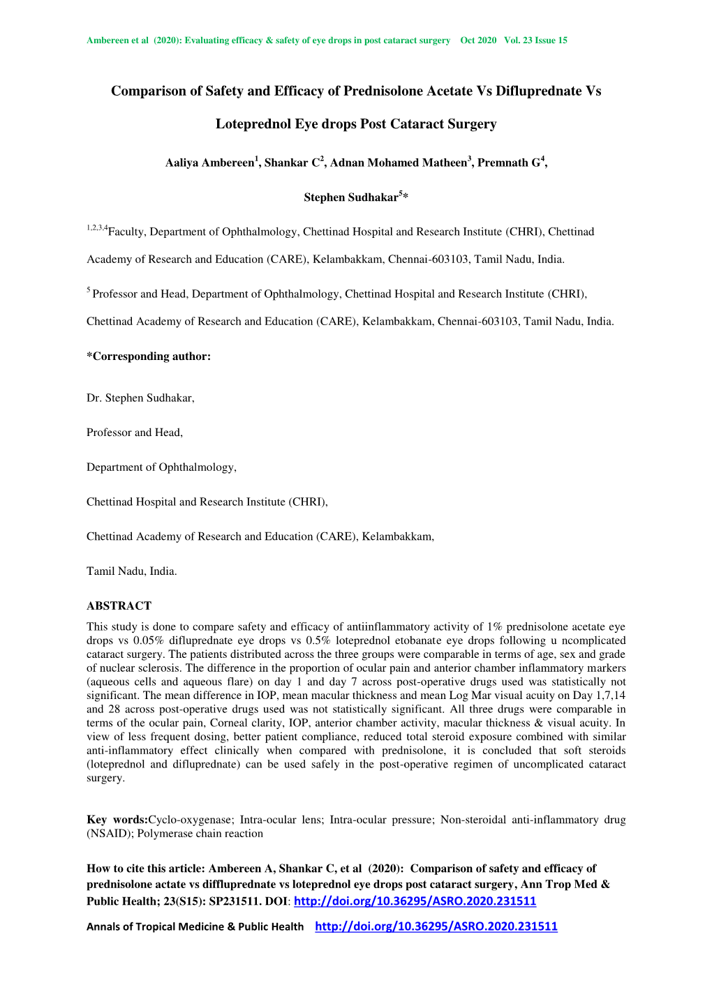 Comparison of Safety and Efficacy of Prednisolone Acetate Vs Difluprednate Vs