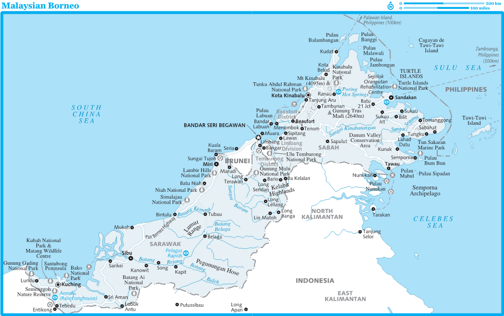 Malaysian Borneo 0 100 Miles Palawan Island, Philippines (100Km)