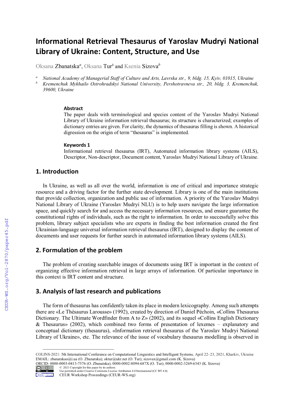 Informational Retrieval Thesaurus of Yaroslav Mudryi National Library of Ukraine: Content, Structure, and Use