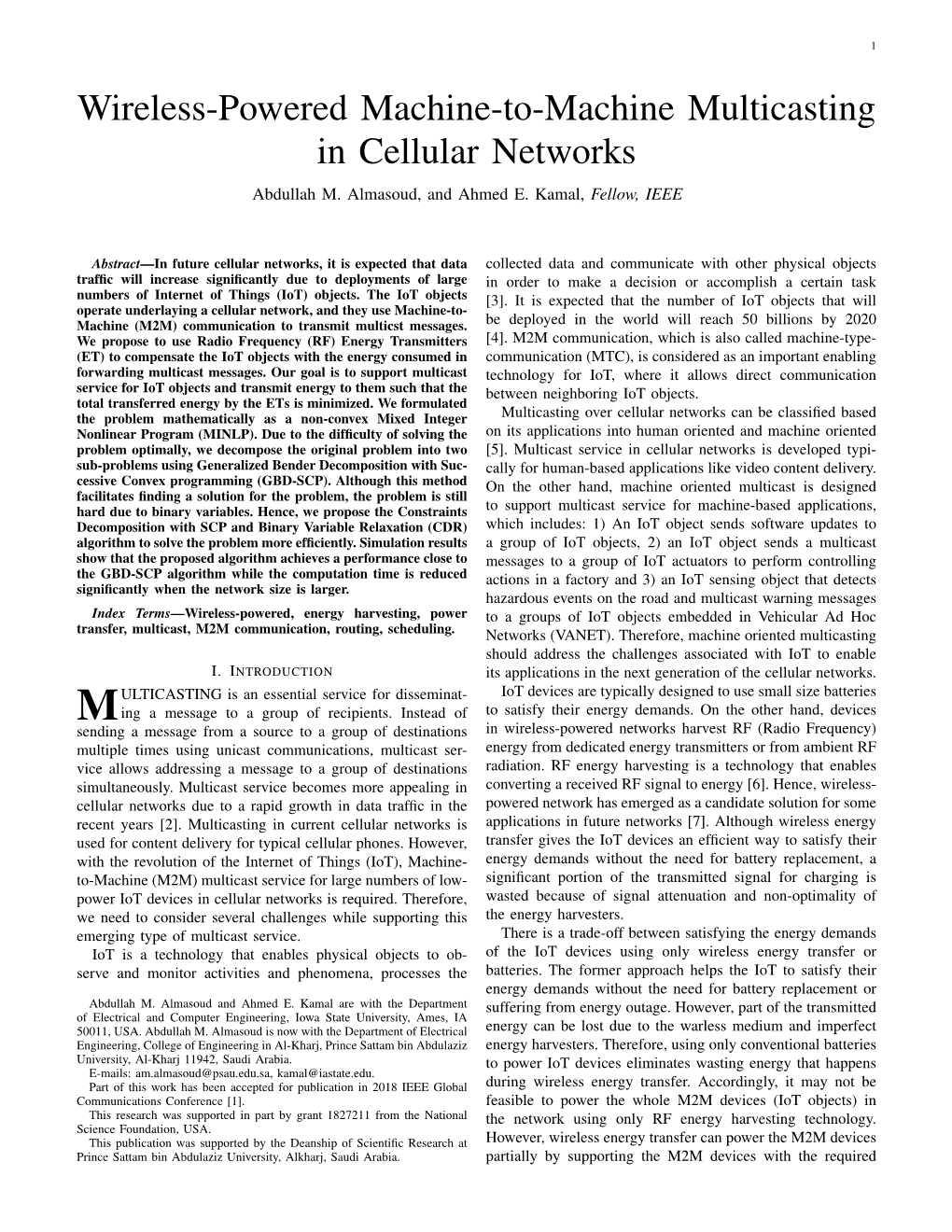 Wireless-Powered Machine-To-Machine Multicasting in Cellular Networks Abdullah M