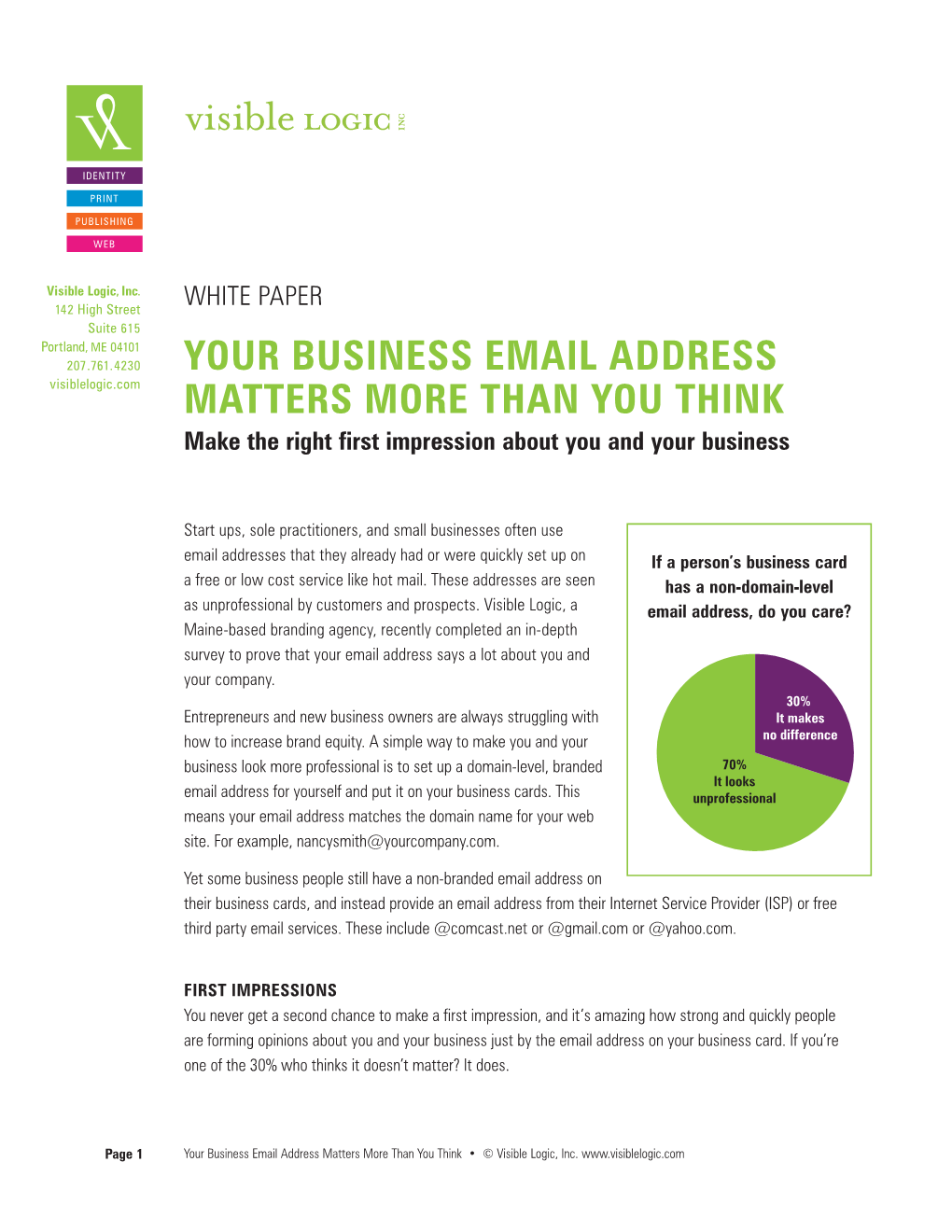 Your Business Email Address Matters More Than You Think • © Visible Logic, Inc