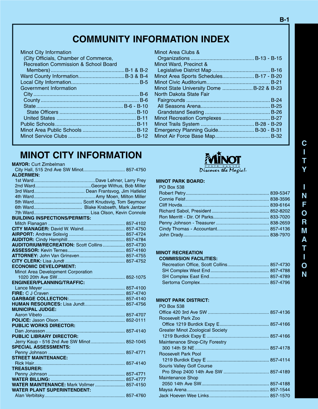 Community Information Index Minot City Information