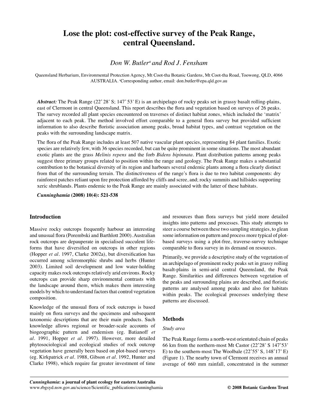 Lose the Plot: Cost-Effective Survey of the Peak Range, Central Queensland